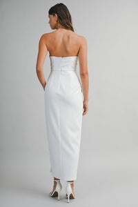 Timeless Bloom Strapless Maxi Dress - White