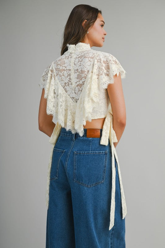 Marlowe Ruffle Lace Top - Cream