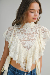 Marlowe Ruffle Lace Top - Cream