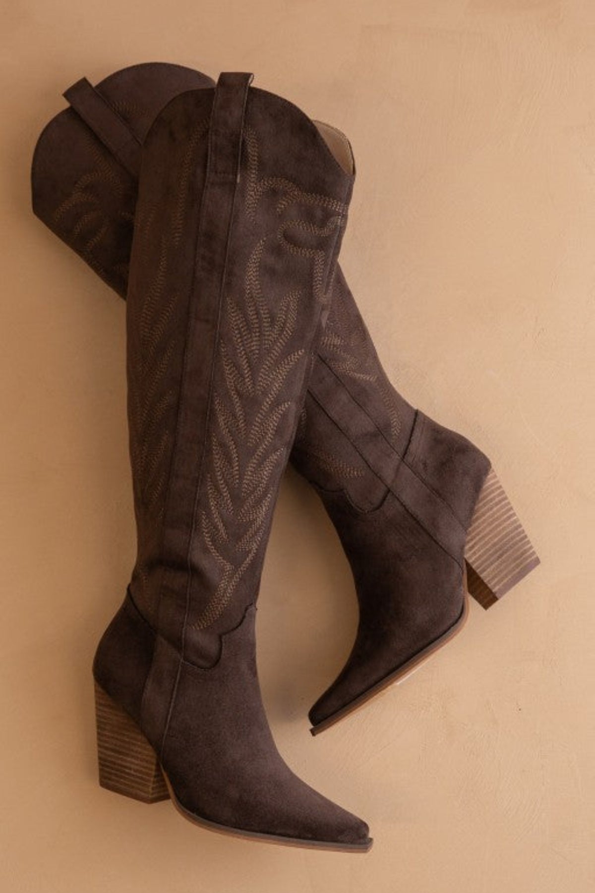 Josie Western Embroidered Boot - Chocolate Brown