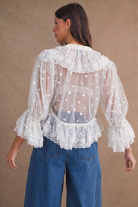 Eloise Lace Puff Sleeve Top - Cream