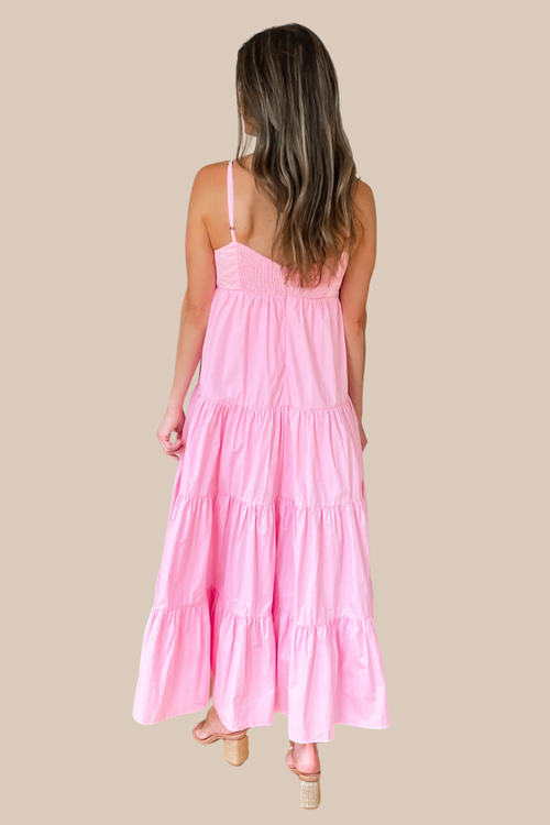 Brunch Date Pink Bow Maxi Dress