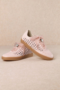 Giselle Woven Lace Up Sneakers - Dark Beige