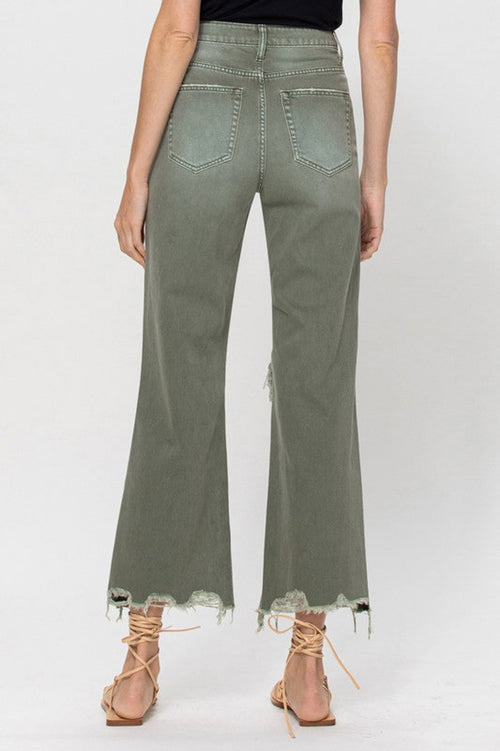 STYLE STEAL! Happy Place 90's Crop Flare Jeans - Olive