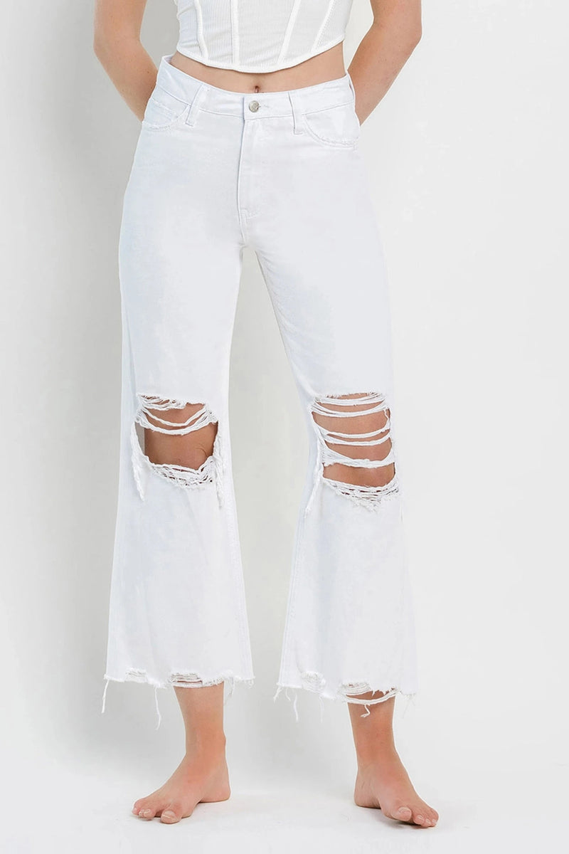 Channing 90's Distressed Crop Flare Jeans