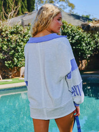 Elevate Knit Colorblock Pullover - Heather Grey and Blue