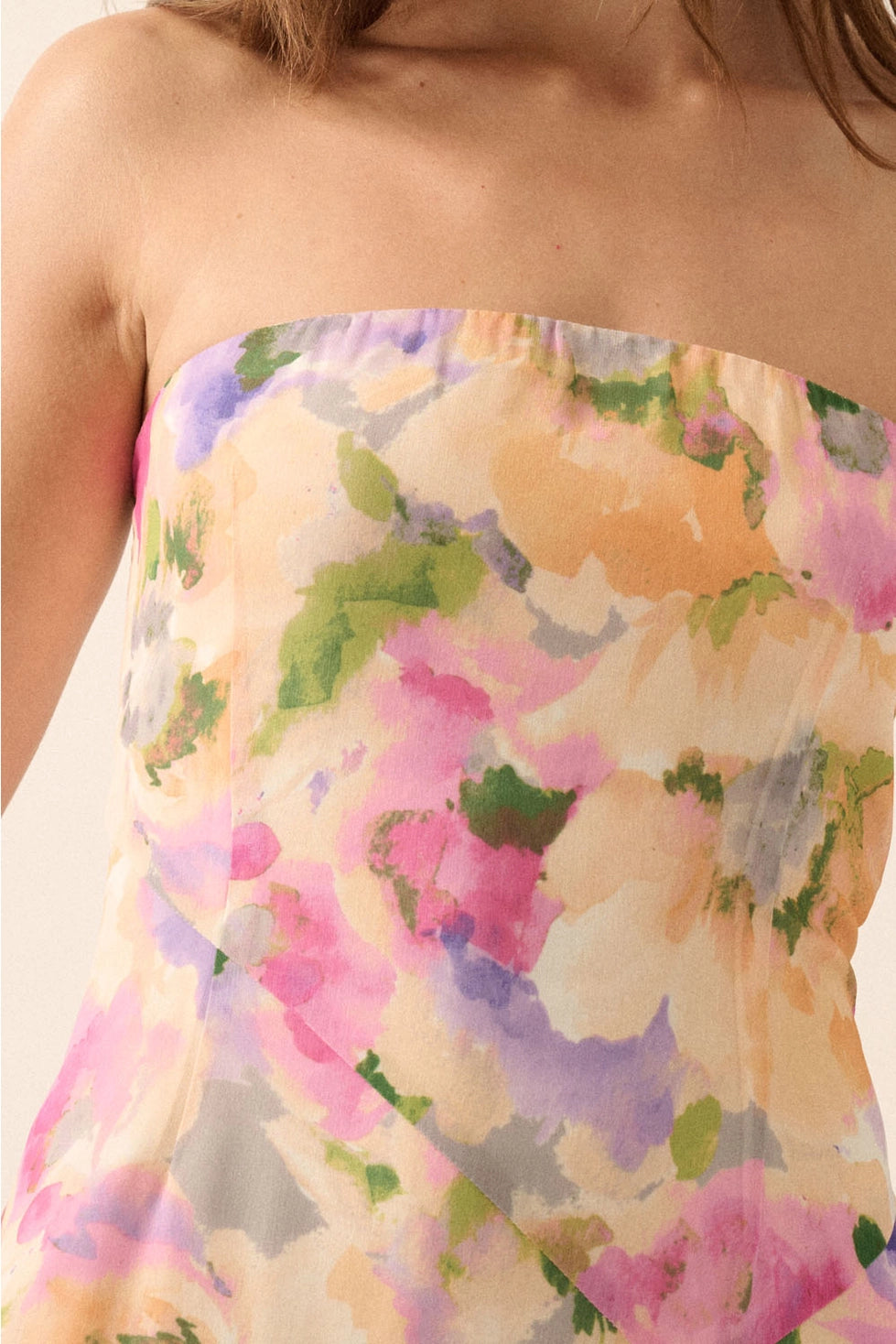Mara Floral Strapless Dress - Soft Pink - final restock!