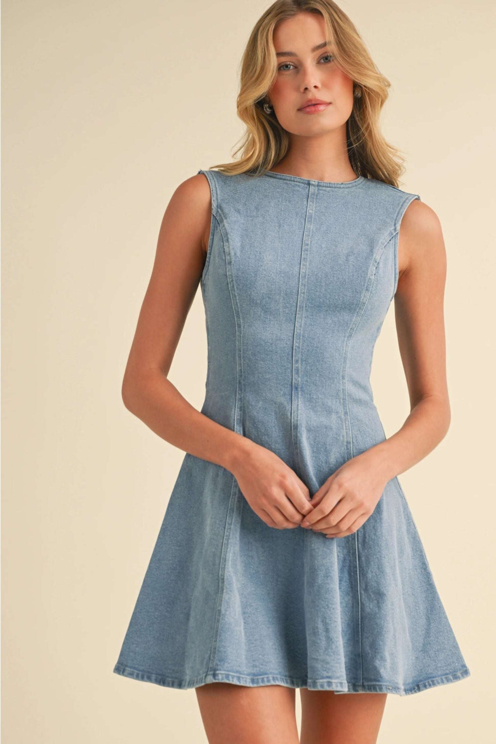 Mia Denim Open Back A-Line Mini Dress – Ivy & Olive Boutique
