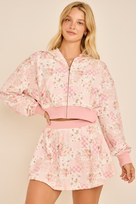 Juliette Floral Patchwork Skort - Pink Multi