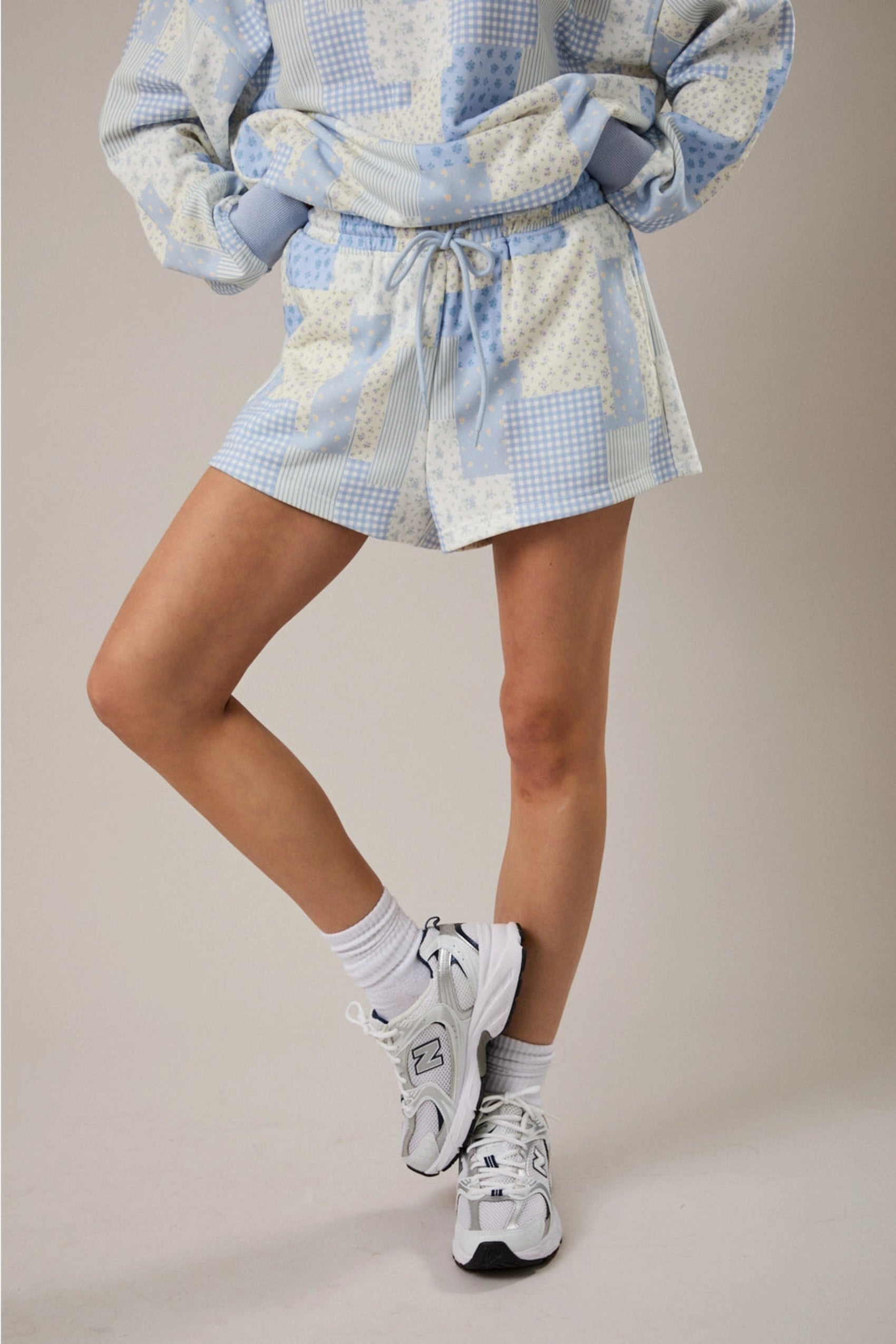 Blue Patchwork Lounge Shorts