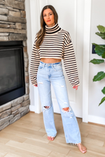 Lesley Striped Cropped Turtleneck Sweater