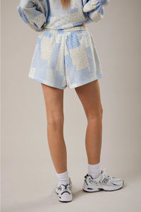Blue Patchwork Lounge Shorts