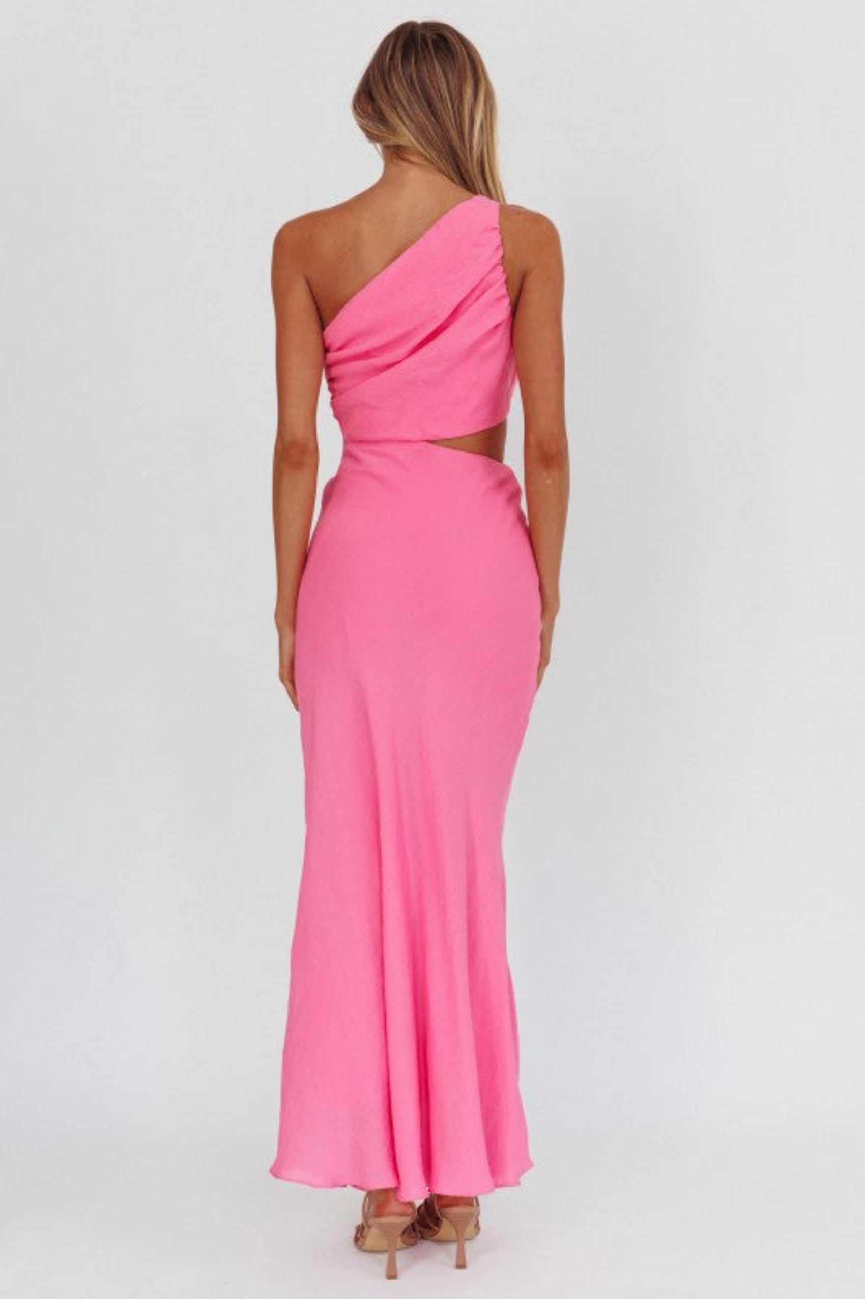Ellery One Shoulder Floral Cutout Maxi Dress - Pink