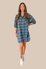 Back To My Roots Plaid Flannel Shirt Dress