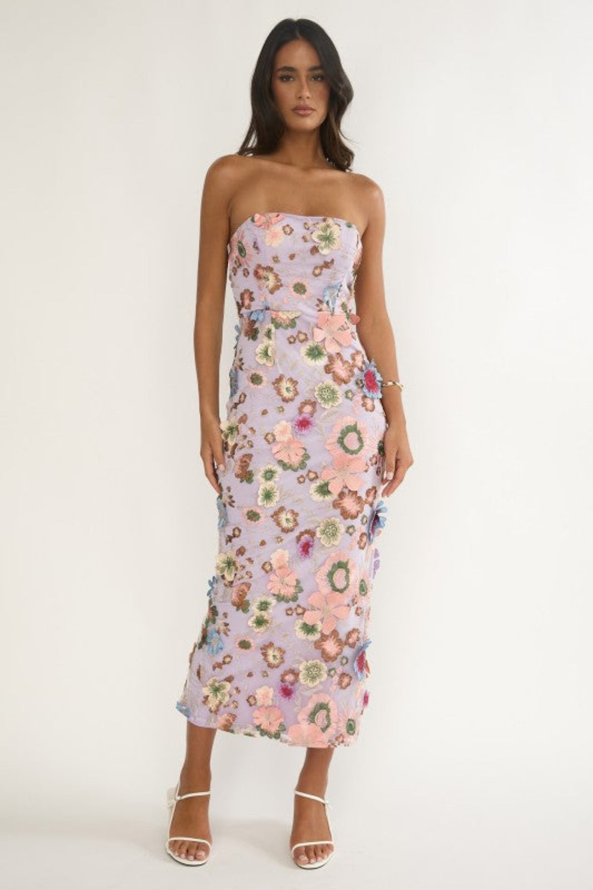 floral applique midi dress Enchanted Petals webadminCodami Ramy Brook Brynn Embellished Shoe Size:US 4 and black