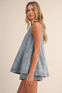 Harper Denim Top and Shorts Set