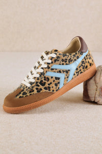 Leopard Print Contrast Stripe Sneakers