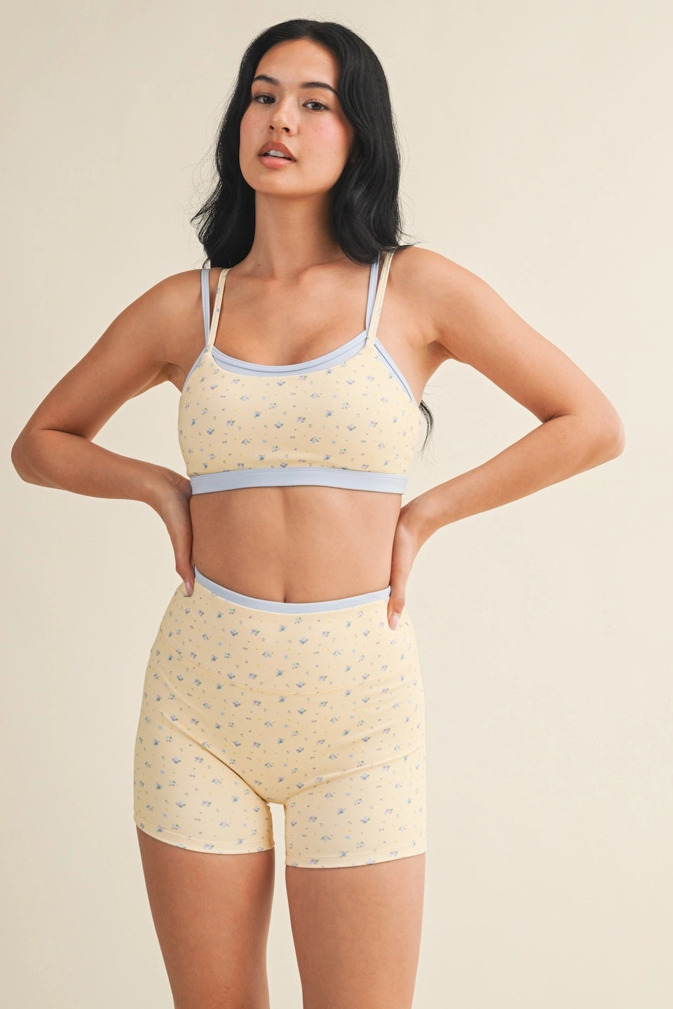 Lemon Floral Double Layered Sports Bra