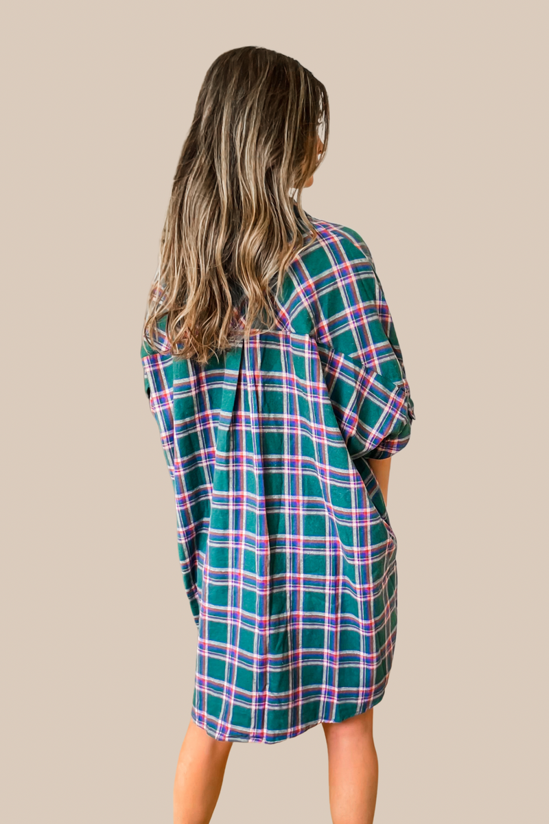 Back To My Roots Plaid Flannel Shirt Dress Back To My Roots Plaid Flannel Shirt Dress