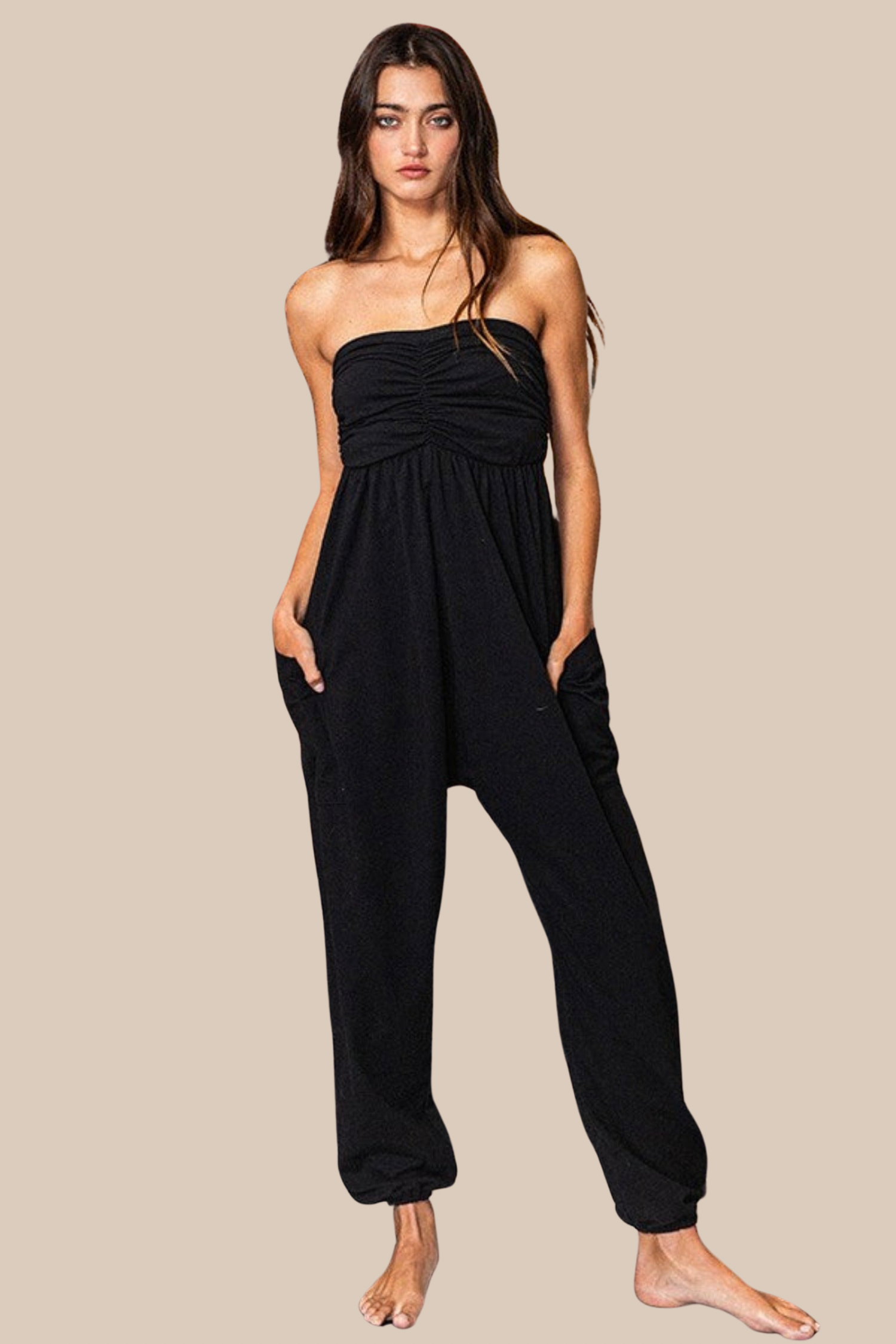 Black jumpsuit jogger shop