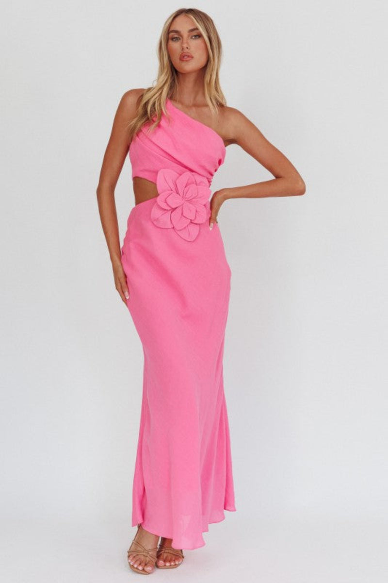 Ellery One Shoulder Floral Cutout Maxi Dress