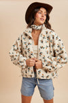Meadow Mornings Floral Sherpa Jacket - Vintage Cream