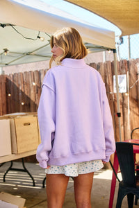 PREORDER - Jesus Embroidered Mock Neck Sweatshirt - Lavender (SHIPS BY 1/8)