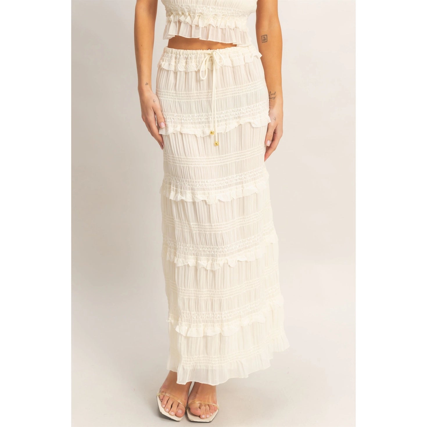 Coastal Romance Two Piece Skirt Set - Cream