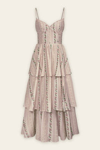 Garden Rose Corset Tiered Midi Dress