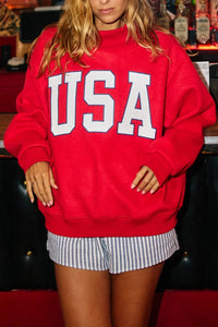 USA Reversible Mock Neck Sweatshirt - Red