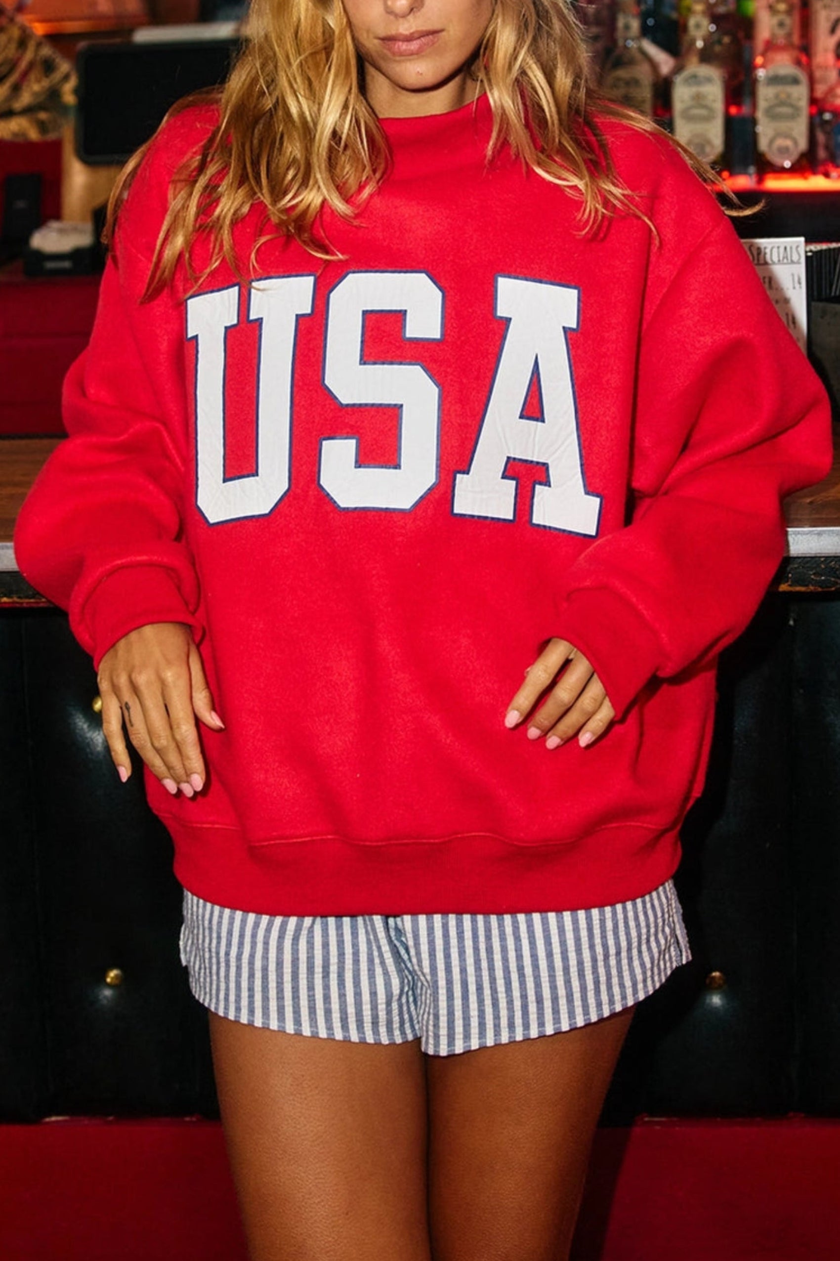 USA Reversible Mock Neck Sweatshirt - Red