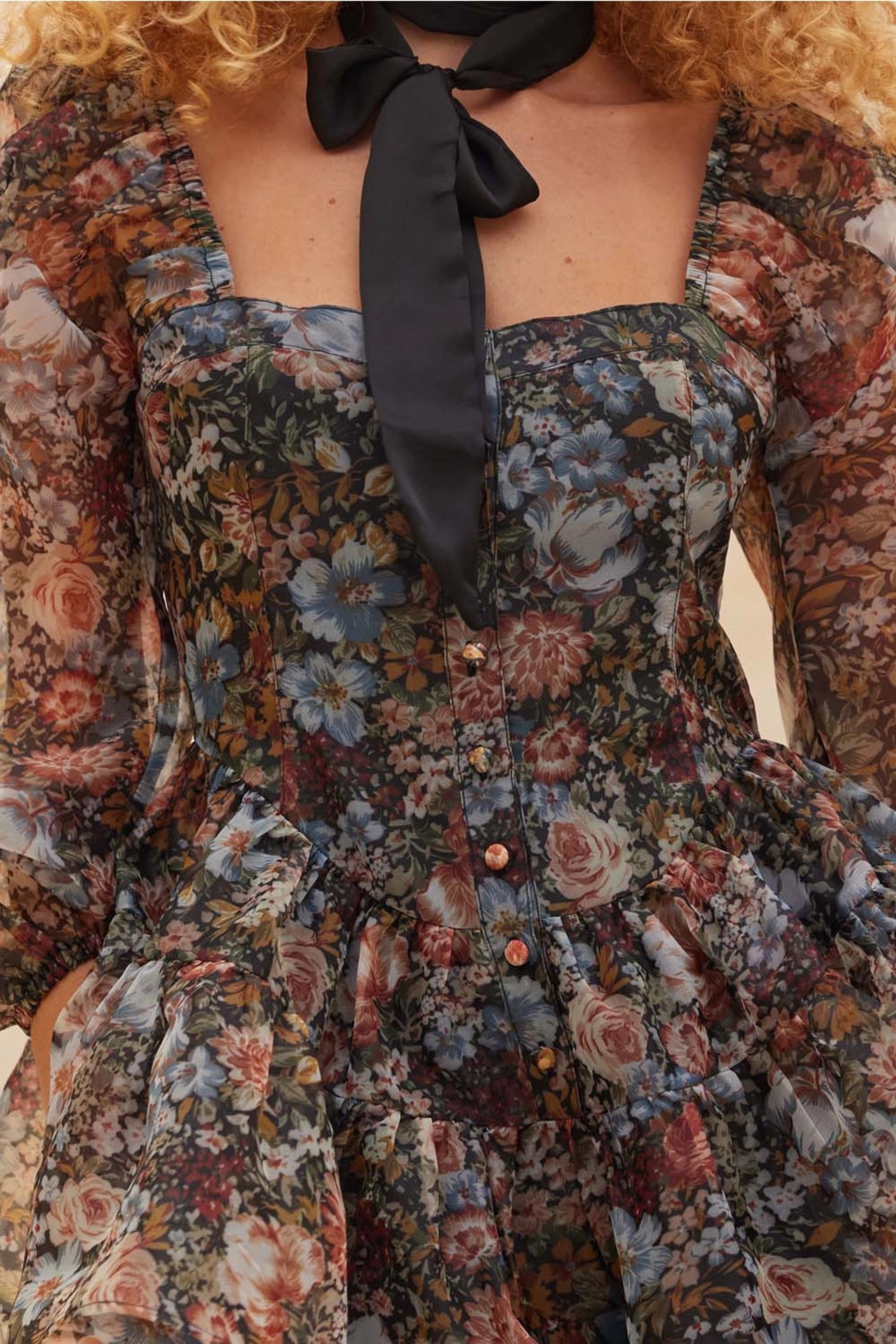 Madelyn Floral Organza Tiered Ruffle Romper - restock!