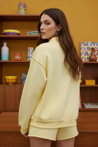 Mother Embroidered Mock Neck Sweatshirt - Yellow