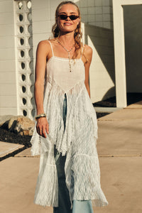 Boho Lace Ruffle Maxi Top - Off White