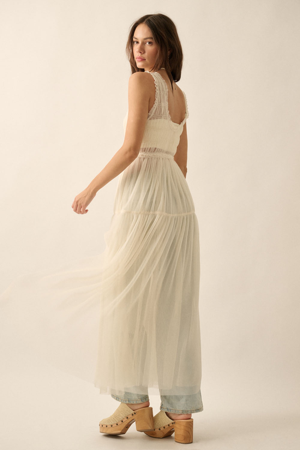 Desert Daydream Tulle Maxi Dress - Off White