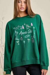 Après Ski Embroidered Sweatshirt - Green Multi
