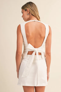 All About You Open Back Top and Skirt Set - White