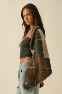 Della Argyle Knit Cardigan - Charcoal