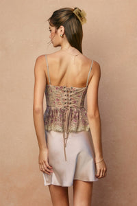 Iris Floral Lace Corset Peplum Top