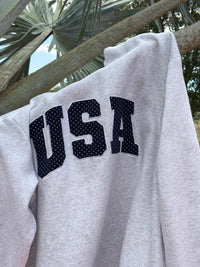 USA Mock Neck Sweatshirt - Navy Polka Dot