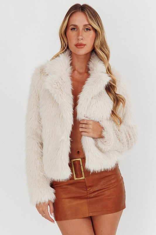 Serena Faux Fur Jacket - Cream