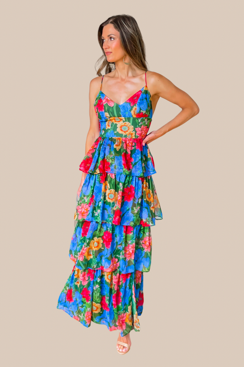 Garden Party Blue Floral Tiered Maxi Dress – Ivy Olive Boutique