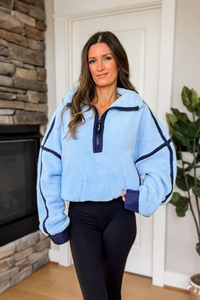 Emma Half Zip Fleece Pullover - Blue