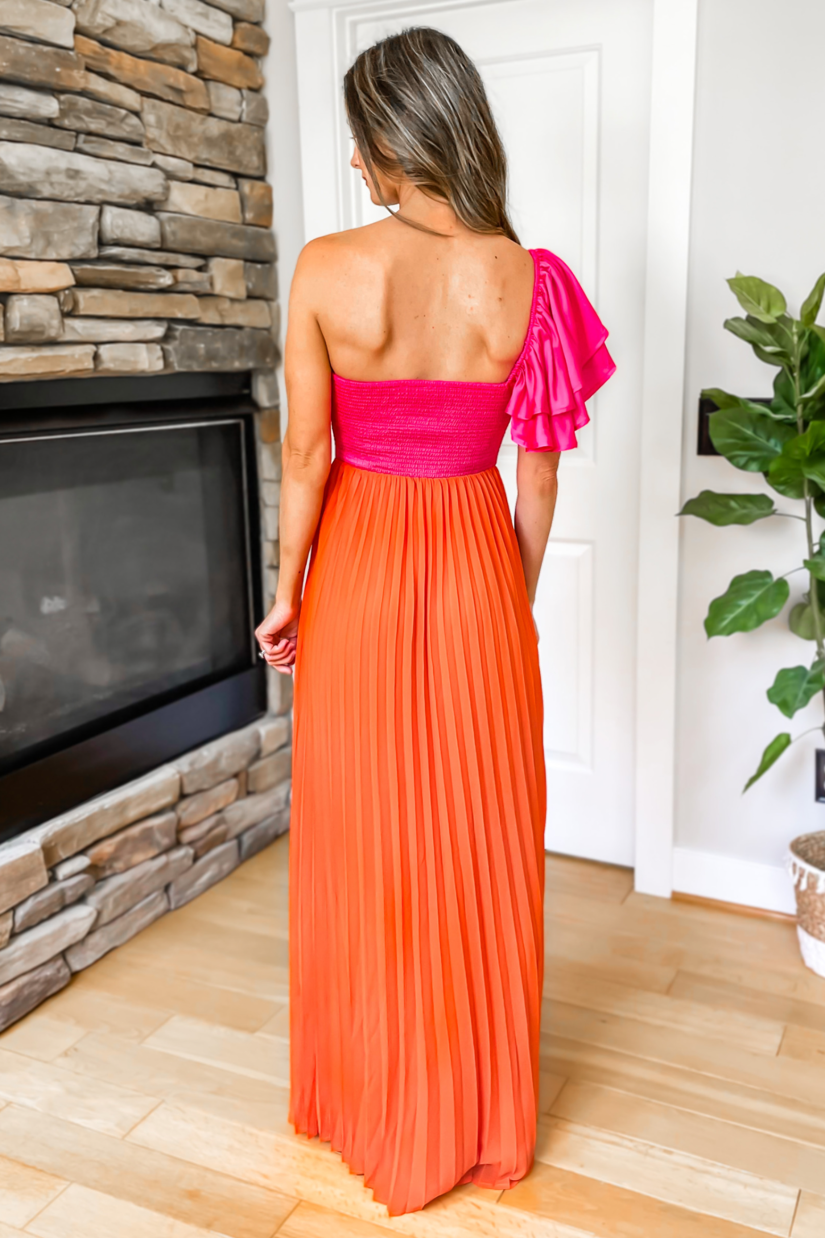 Sweet As Always One Shoulder Maxi Dress - Pink/Orange Ivy & Olive Boutique Sweet As Always One Shoulder Maxi Dress - Pink/Orange Ivy & Olive Boutique