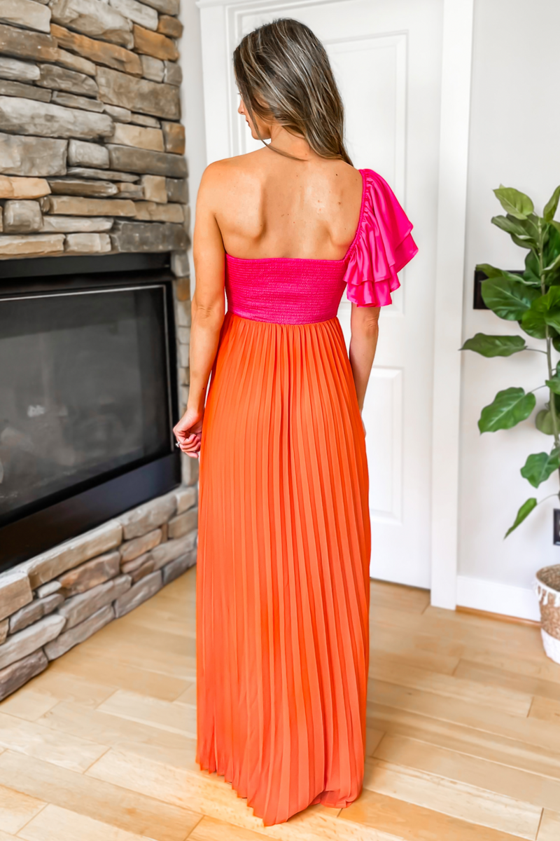 Sweet As Always One Shoulder Maxi Dress - Pink/Orange Ivy & Olive Boutique Sweet As Always One Shoulder Maxi Dress - Pink/Orange Ivy & Olive Boutique