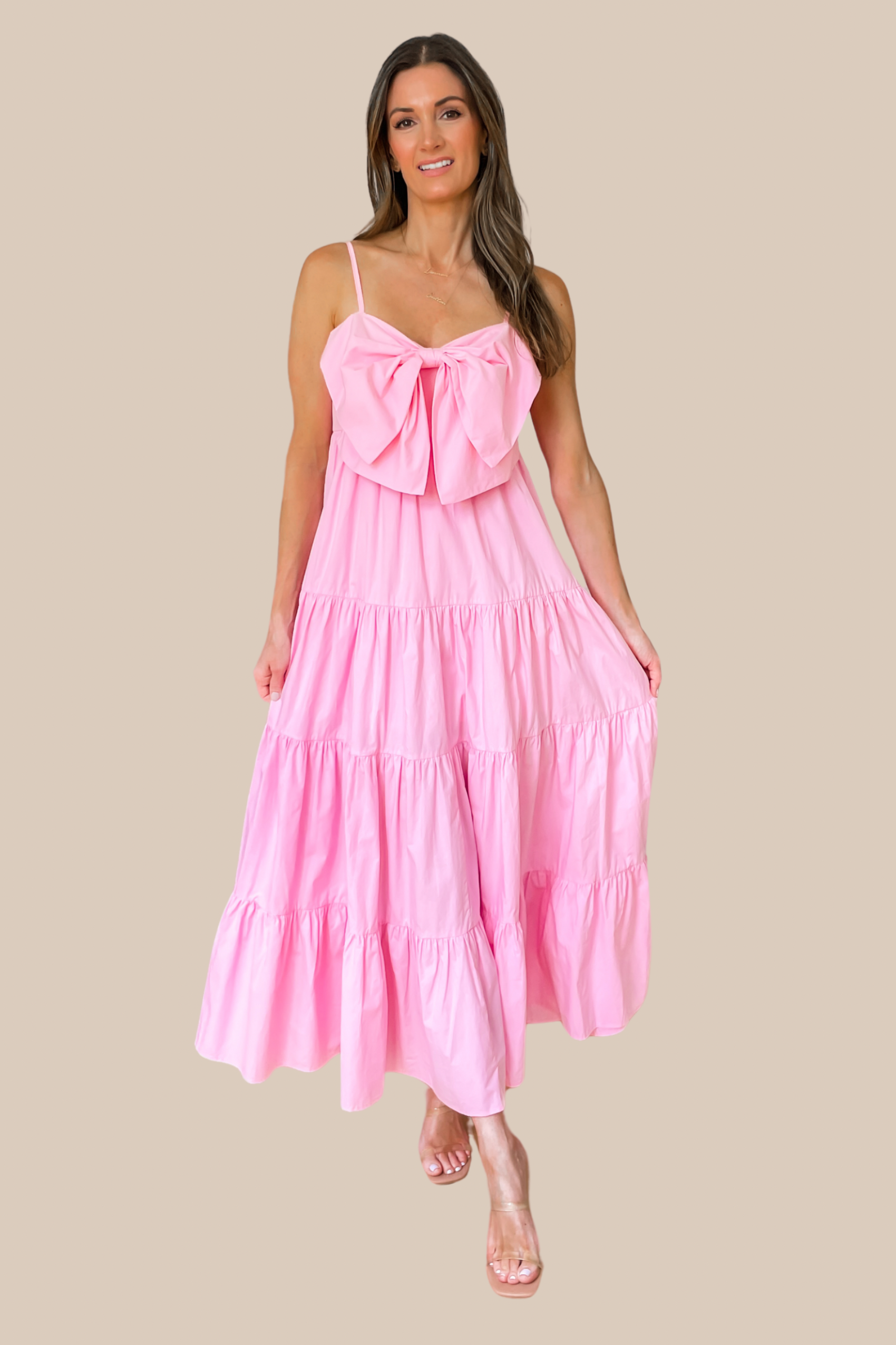 Brunch Date Pink Bow Maxi Dress - restock! - Small Brunch Date Pink Bow Maxi Dress - restock! - Small