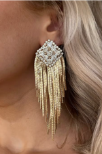 Sophia Diamond Tassel Drop Earrings - Gold - FINAL SALE