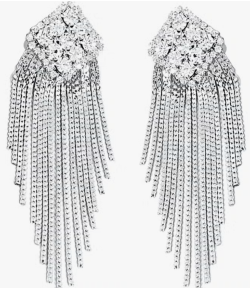 Sophia Diamond Tassel Drop Earrings - Silver