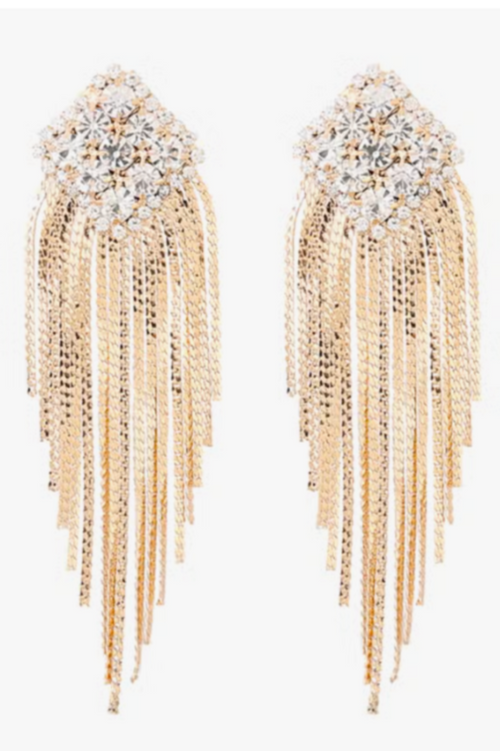 Sophia Diamond Tassel Drop Earrings - Gold