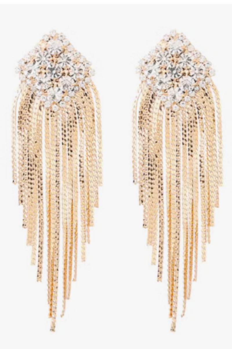 Sophia Diamond Tassel Drop Earrings - Gold - FINAL SALE